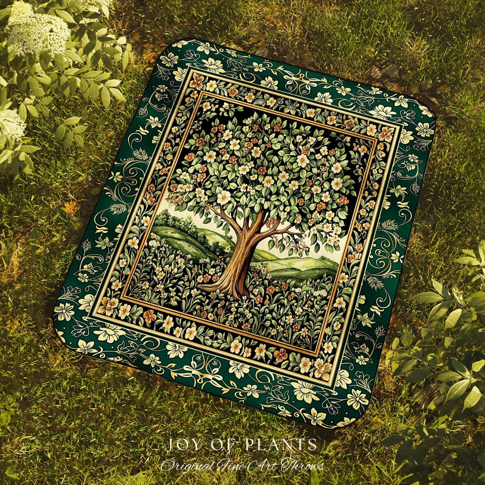 Fairytale Garden Timeless Accent Woven Throw Tree Blanket Jacquard Tapestry