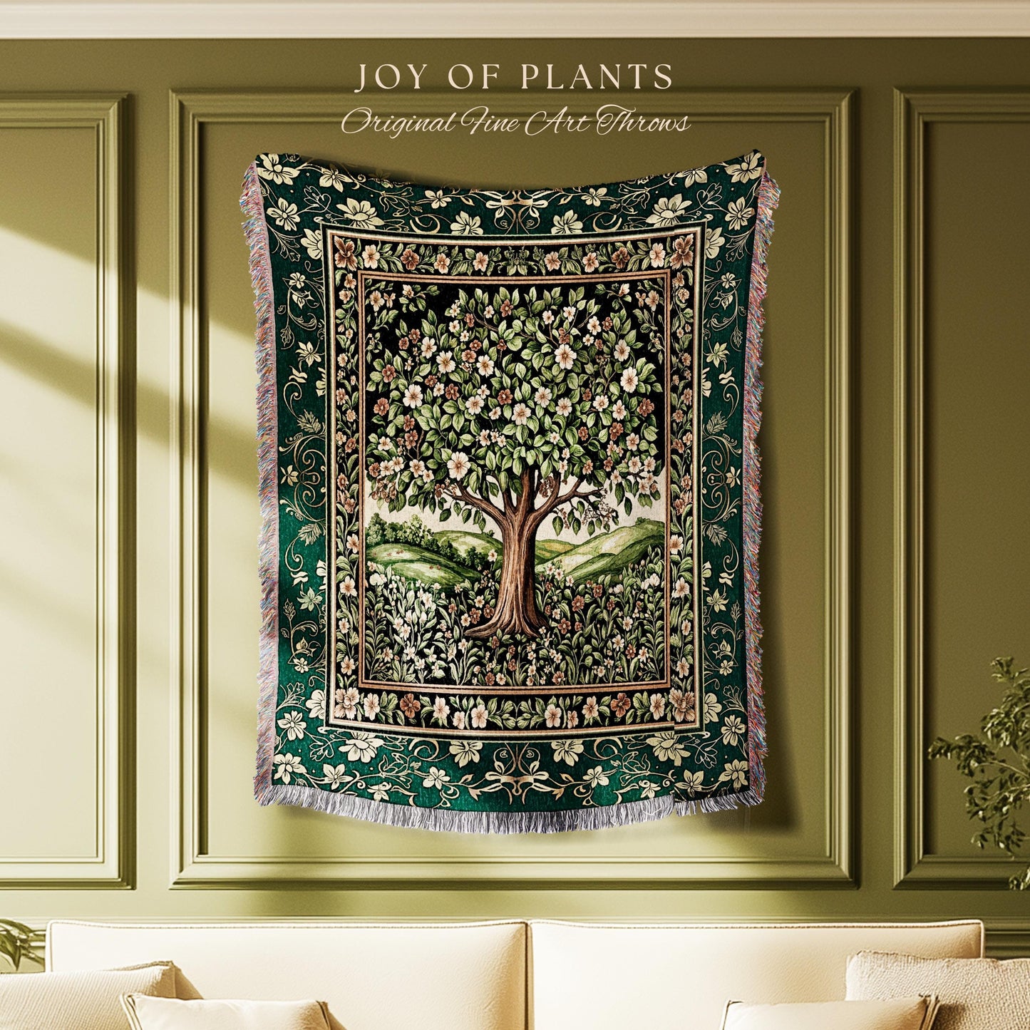 Fairytale Garden Timeless Accent Woven Throw Tree Blanket Jacquard Tapestry