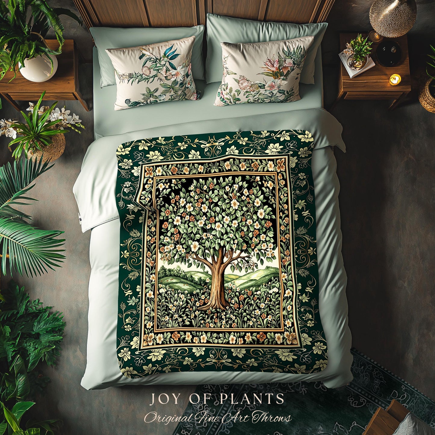 Fairytale Garden Timeless Accent Woven Throw Tree Blanket Jacquard Tapestry
