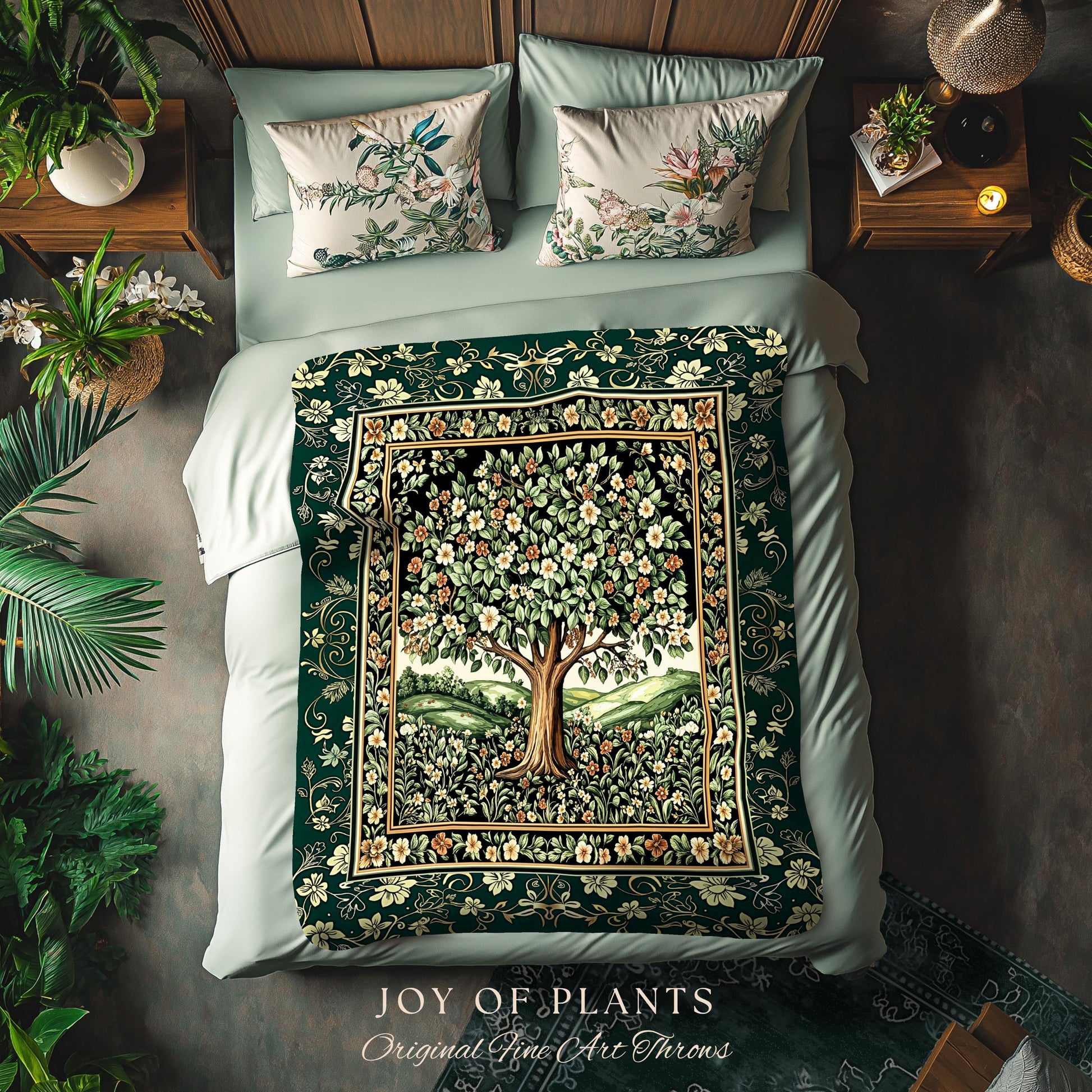 Fairytale Garden Timeless Accent Woven Throw Tree Blanket Jacquard Tapestry