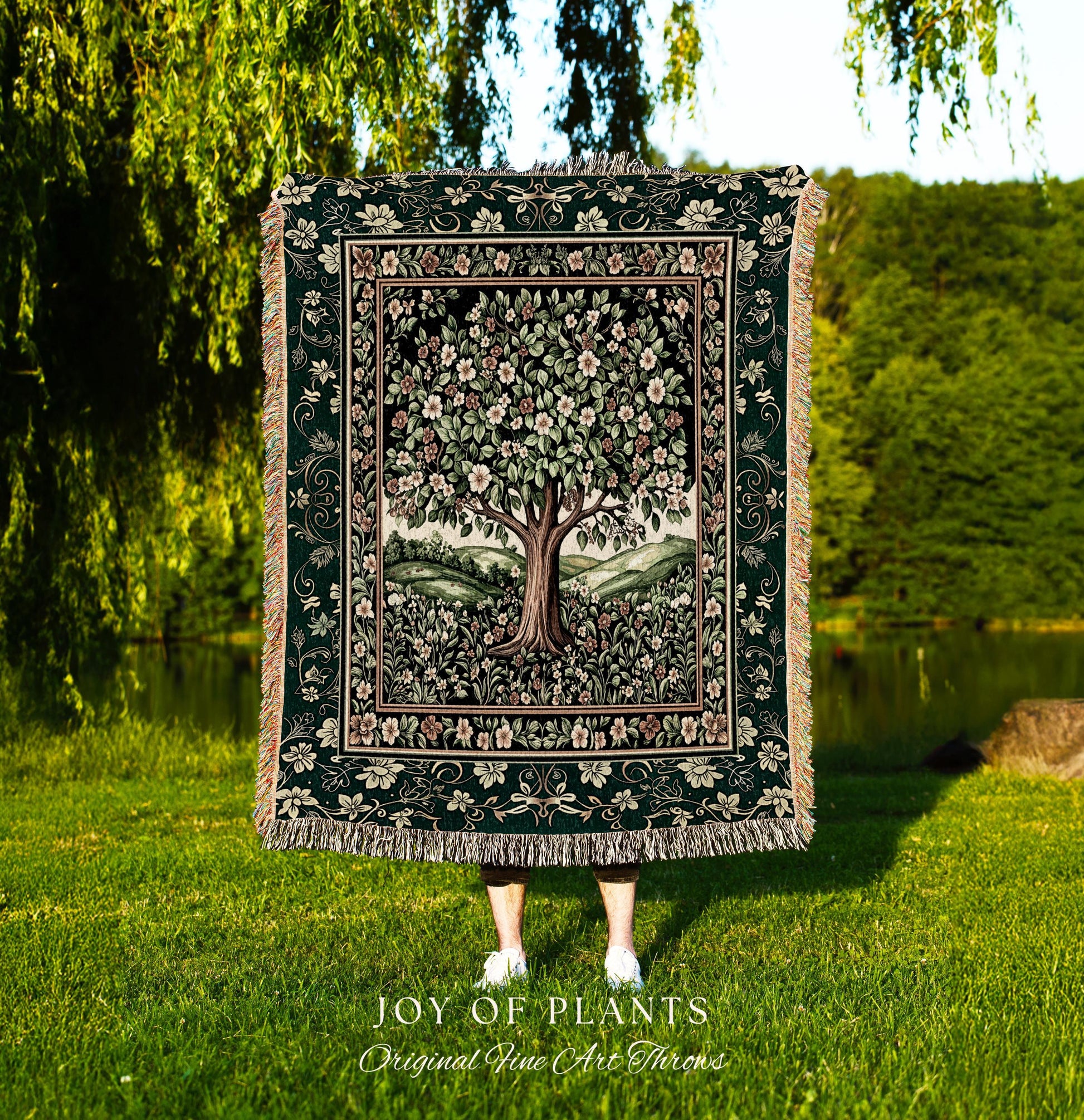 Fairytale Garden Timeless Accent Woven Throw Tree Blanket Jacquard Tapestry