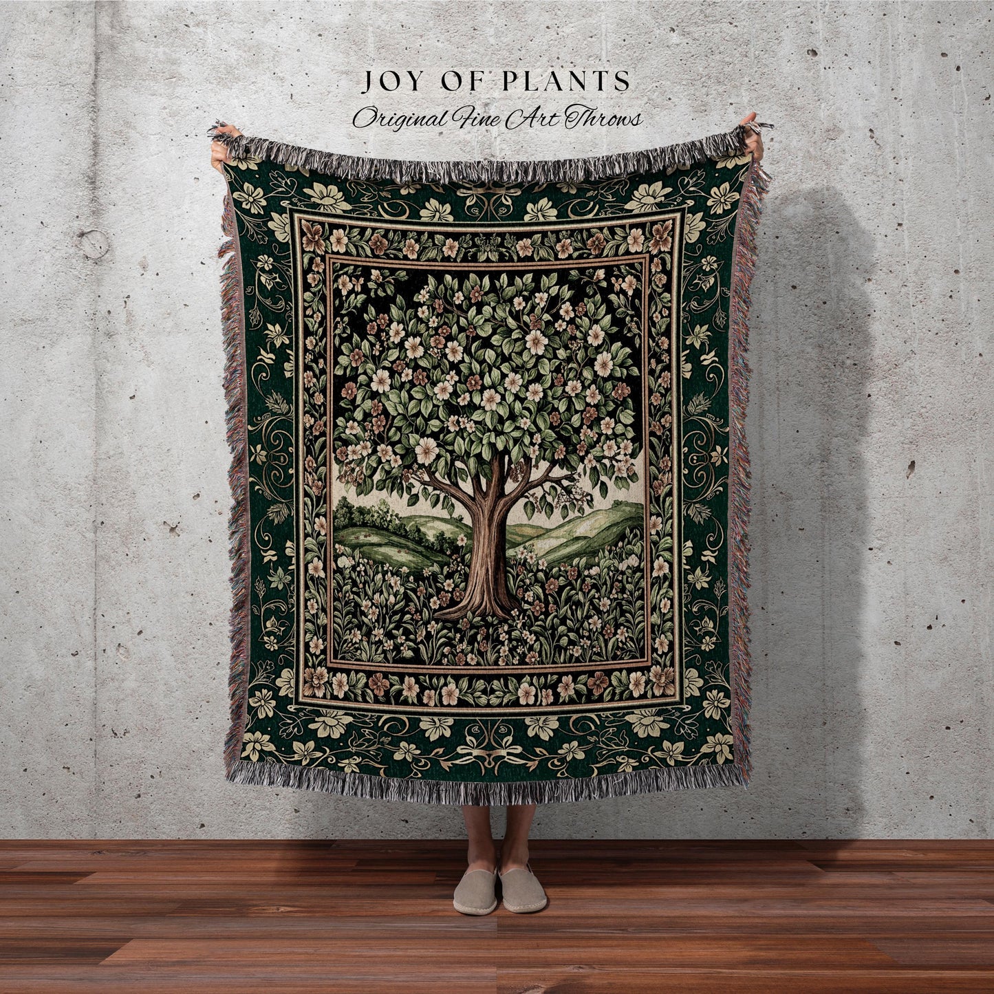 Fairytale Garden Timeless Accent Woven Throw Tree Blanket Jacquard Tapestry