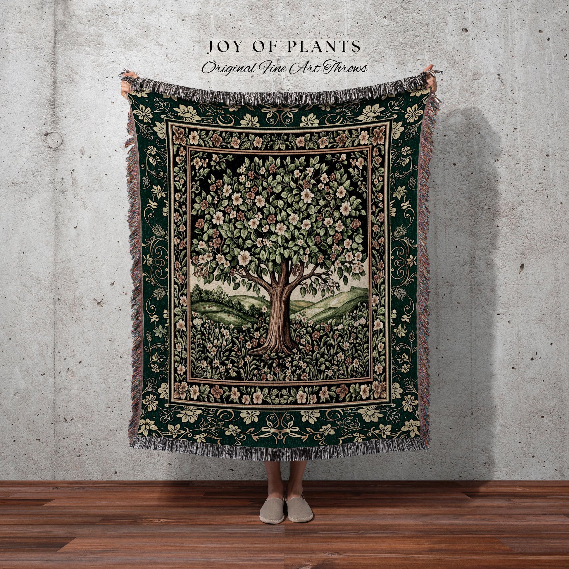 Fairytale Garden Timeless Accent Woven Throw Tree Blanket Jacquard Tapestry