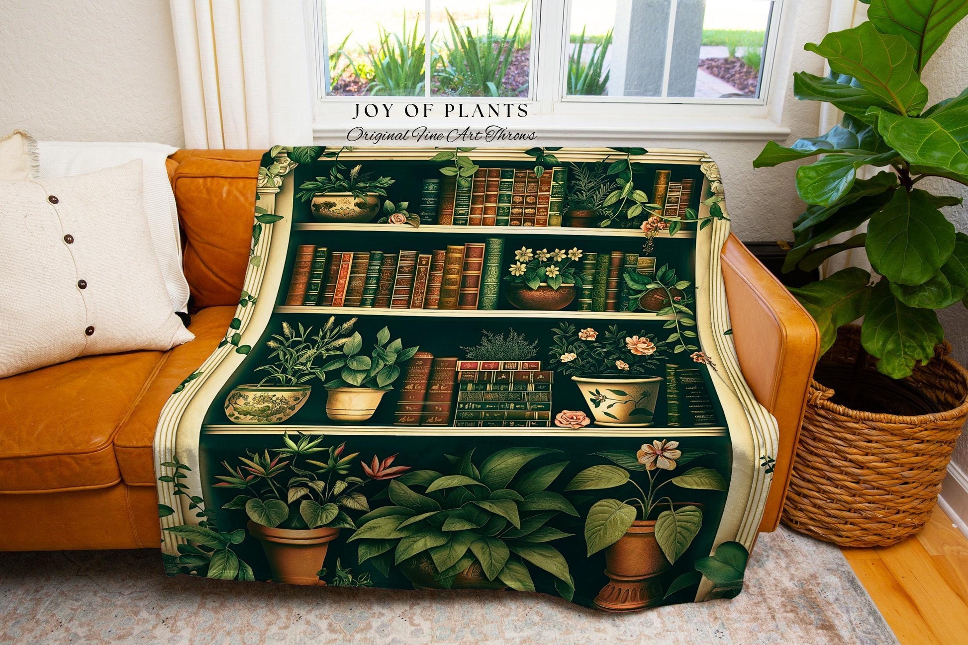 Cozy Aesthetic Woven Book Tapestry | Ethereal Cottagecore Whimsical Bedroom Magical Decor Reading Throw Blanket Dark Academia Botanical Boho