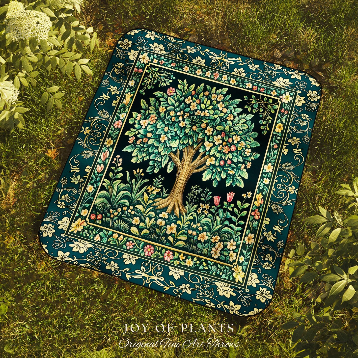 Folklore Forest Storybook Tree Throw Blanket Woven Cotton Wall Tapestry