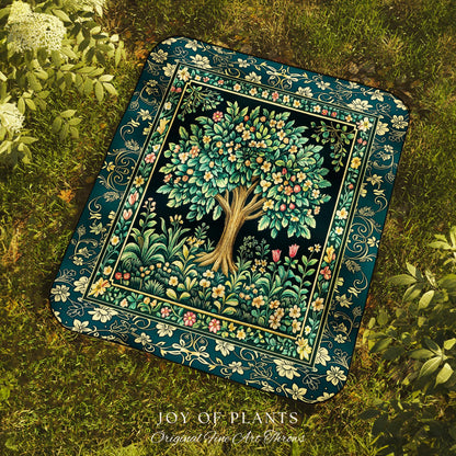 Folklore Forest Storybook Tree Throw Blanket Woven Cotton Wall Tapestry