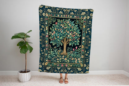 Folklore Forest Storybook Tree Throw Blanket Woven Cotton Wall Tapestry