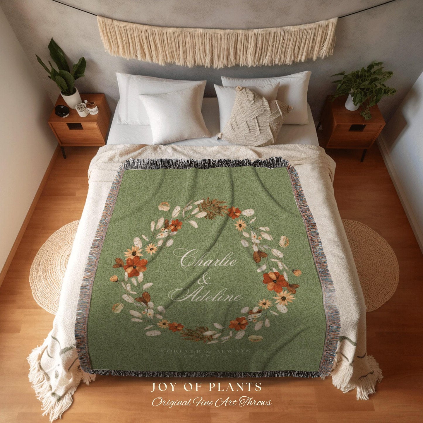 Sage Green Anniversary Blanket | Personalized Last Name Gift Blanket Wedding Monogram Couple Keepsake Blanket Anniversary Mr and Mrs Gift |