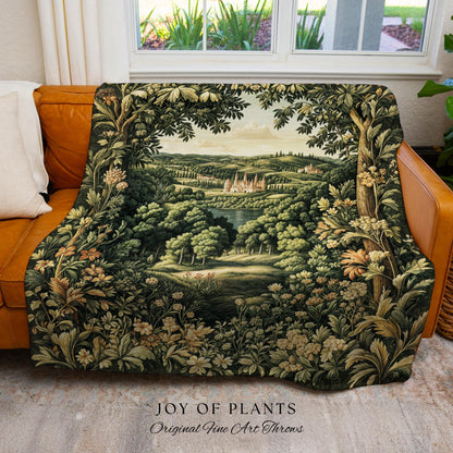 Renaissance Aesthetic Woven Wall Tapestry | Whimsical Fairytale Botanical Magic Garden Throw Blanket Fairycore Woodland Natural Elegance |