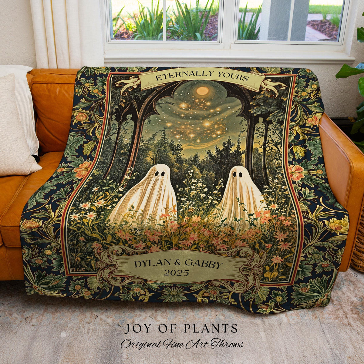 Moonlit Meadow Custom Spirits Blanket | Cozy Cottagecore Throw Haunted Gothic Couple Fall Wedding Whimsical Spooky Custom Anniversary Gift