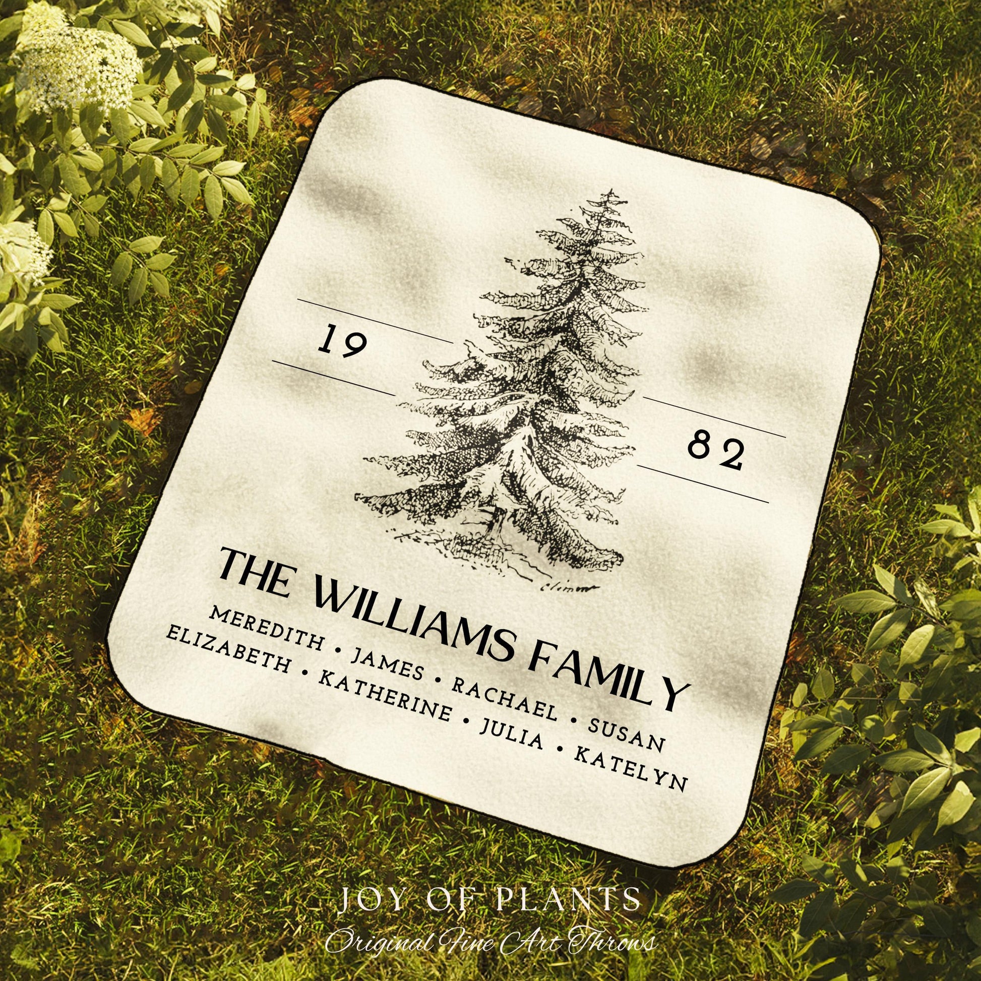 Vintage Family Tree Blanket | Christmas Gift Custom Family Tree Personalized Tapestry Meaningful Gift for Grandma Sentimental Family Gift |