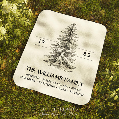 Vintage Family Tree Blanket | Christmas Gift Custom Family Tree Personalized Tapestry Meaningful Gift for Grandma Sentimental Family Gift |