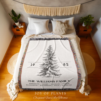 Vintage Family Tree Blanket | Christmas Gift Custom Family Tree Personalized Tapestry Meaningful Gift for Grandma Sentimental Family Gift |