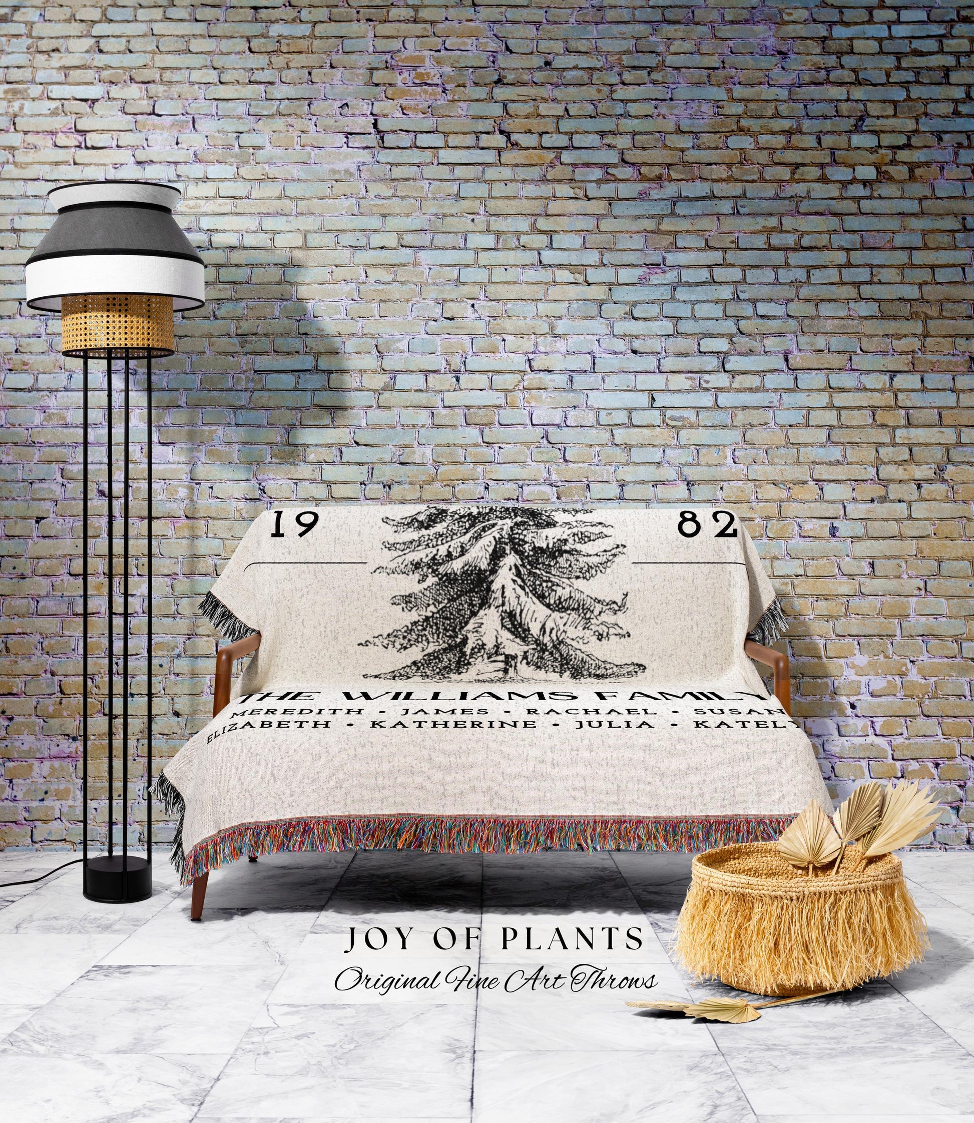 Vintage Family Tree Blanket | Christmas Gift Custom Family Tree Personalized Tapestry Meaningful Gift for Grandma Sentimental Family Gift |