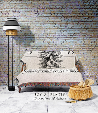 Vintage Family Tree Blanket | Christmas Gift Custom Family Tree Personalized Tapestry Meaningful Gift for Grandma Sentimental Family Gift |
