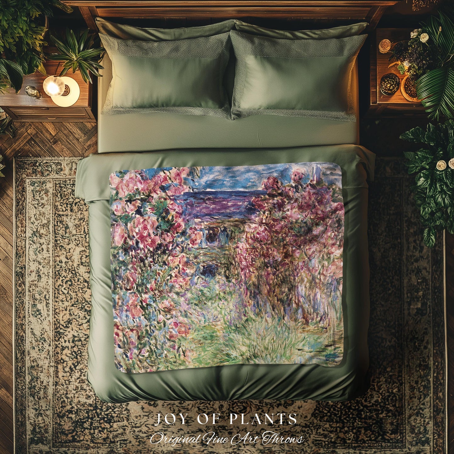 The Artist’s Garden at Giverny Blanket Monet Fine Art Tapestry Throw | Impressionist Botanical Cottagecore Cozy Home Enchanting Floral Gift