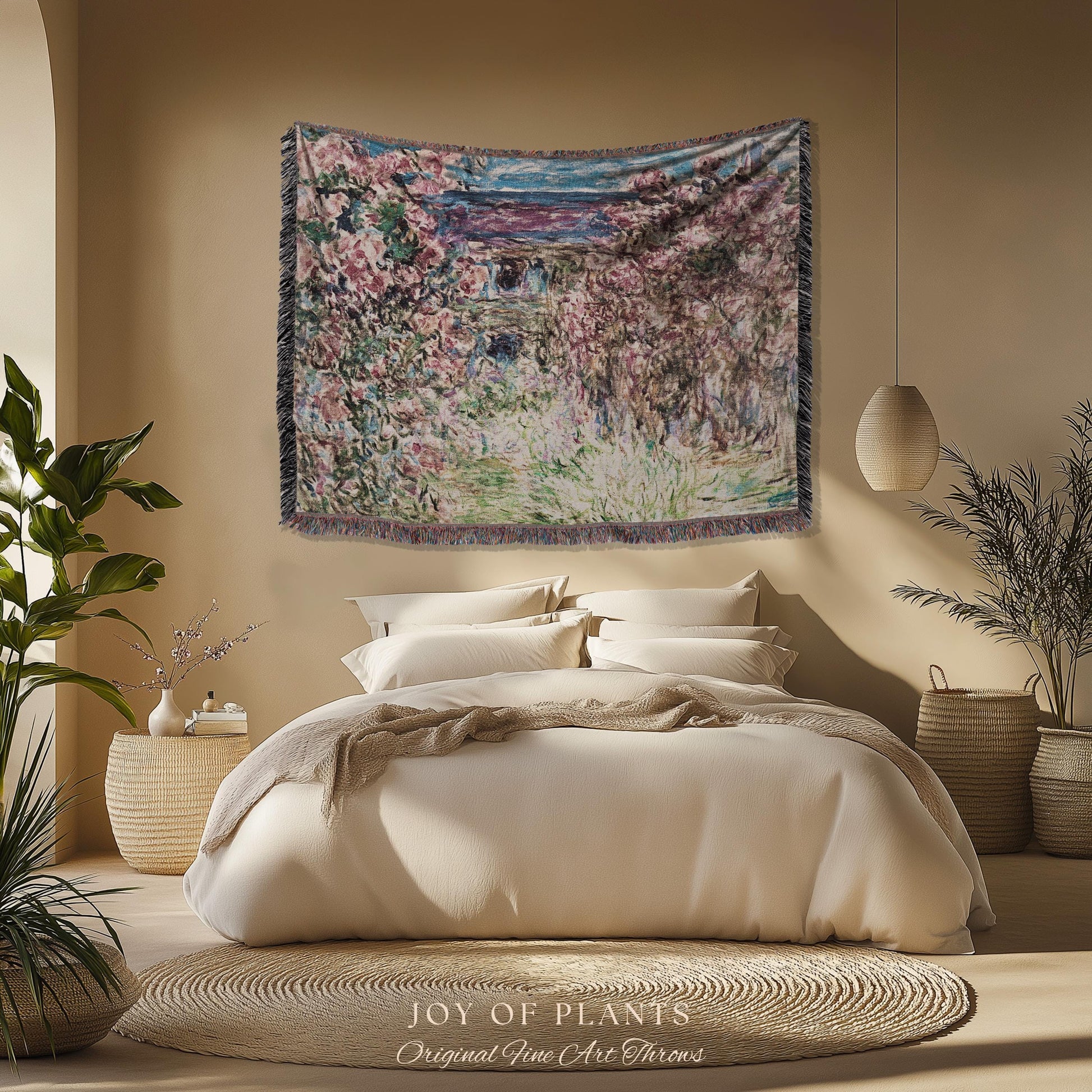 The Artist’s Garden at Giverny Blanket Monet Fine Art Tapestry Throw | Impressionist Botanical Cottagecore Cozy Home Enchanting Floral Gift