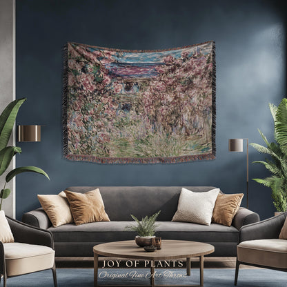 The Artist’s Garden at Giverny Blanket Monet Fine Art Tapestry Throw | Impressionist Botanical Cottagecore Cozy Home Enchanting Floral Gift
