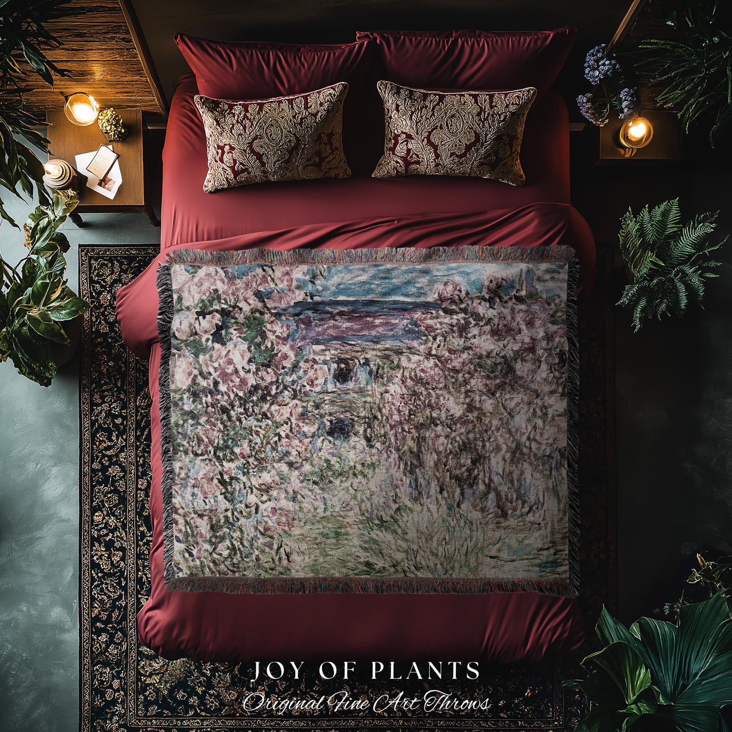 The Artist’s Garden at Giverny Blanket Monet Fine Art Tapestry Throw | Impressionist Botanical Cottagecore Cozy Home Enchanting Floral Gift
