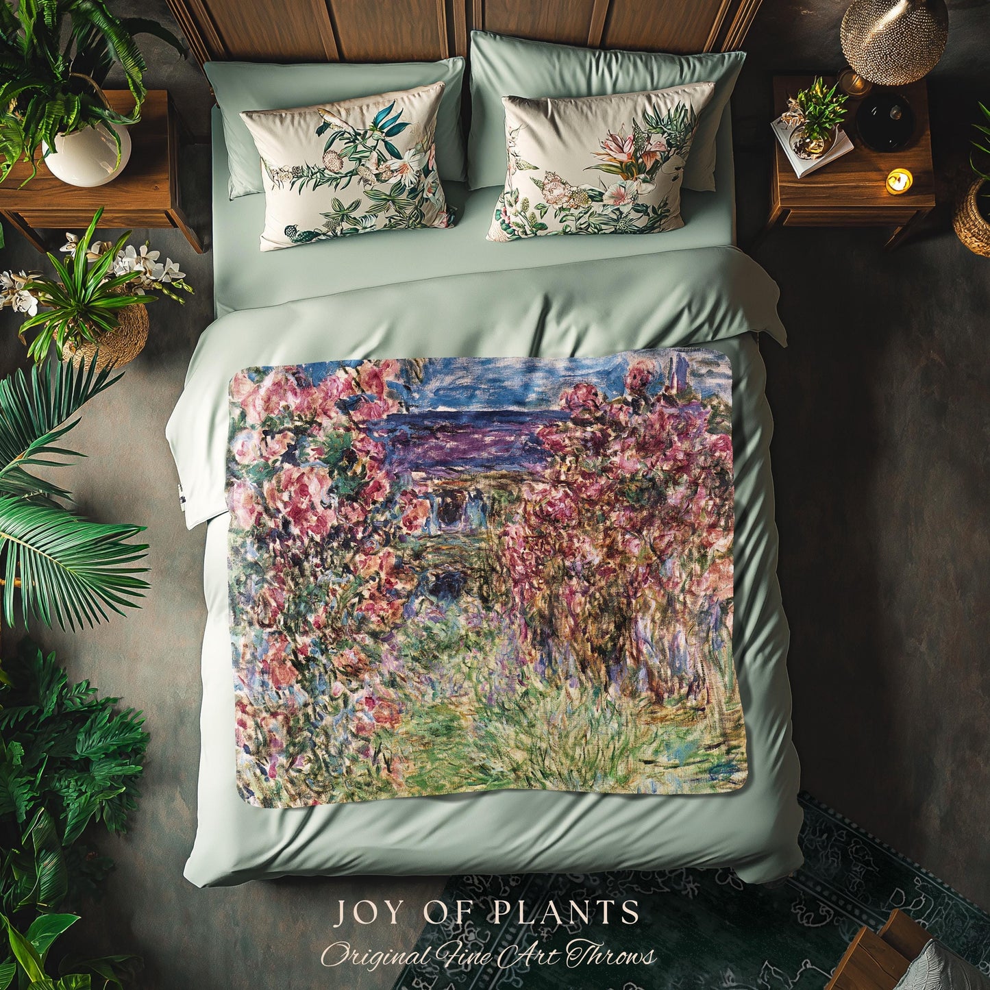 The Artist’s Garden at Giverny Blanket Monet Fine Art Tapestry Throw | Impressionist Botanical Cottagecore Cozy Home Enchanting Floral Gift