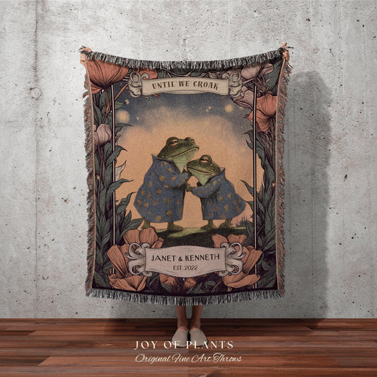 Cottagecore Custom Tapestry | Until We Croak Blanket Woven | Anniversary Custom Name Blanket Frog Funny Tapestry Dark Academia Room Decor |