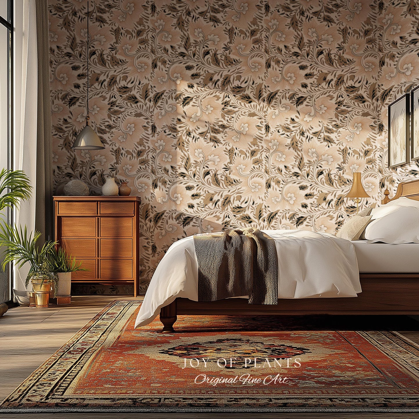 Timeless Classic Scroll Wallpaper | Vintage Inspired Peel and Stick Home Decor Renter Friendly Bedroom Accent Vintage Inspired Botanicals