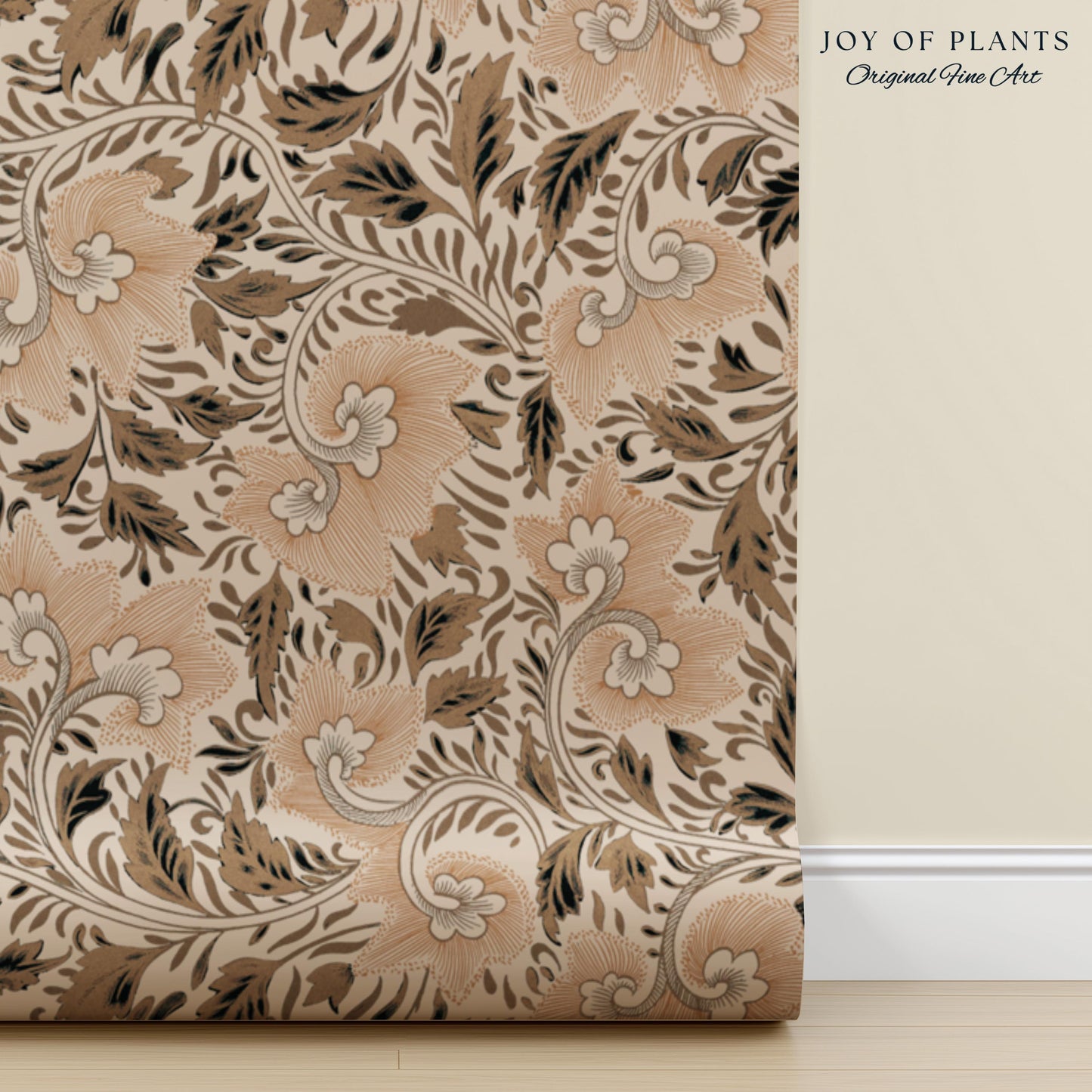 Timeless Classic Scroll Wallpaper | Vintage Inspired Peel and Stick Home Decor Renter Friendly Bedroom Accent Vintage Inspired Botanicals