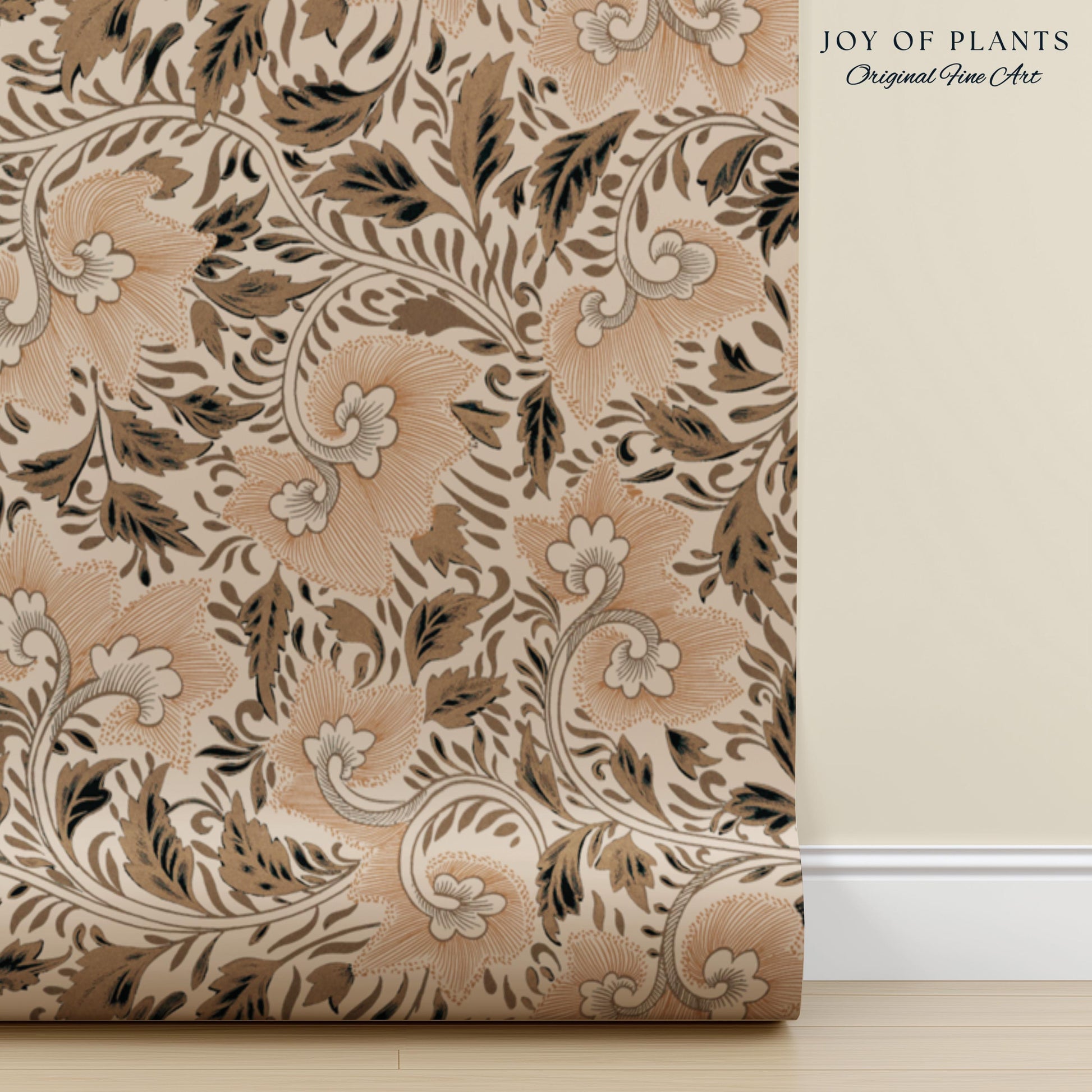 Timeless Classic Scroll Wallpaper | Vintage Inspired Peel and Stick Home Decor Renter Friendly Bedroom Accent Vintage Inspired Botanicals