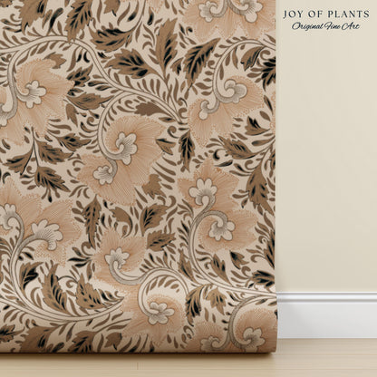 Timeless Classic Scroll Wallpaper | Vintage Inspired Peel and Stick Home Decor Renter Friendly Bedroom Accent Vintage Inspired Botanicals