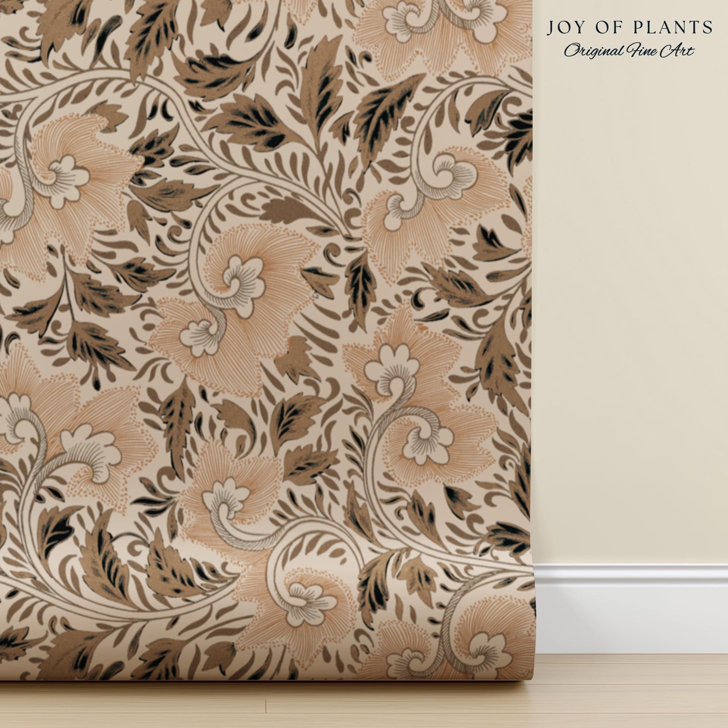 Timeless Classic Scroll Wallpaper | Vintage Inspired Peel and Stick Home Decor Renter Friendly Bedroom Accent Vintage Inspired Botanicals