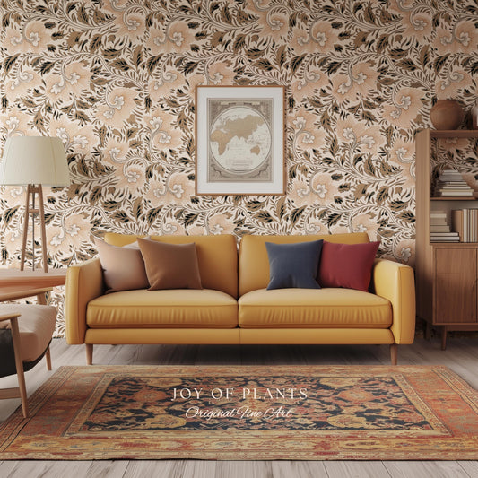 Timeless Classic Scroll Wallpaper | Vintage Inspired Peel and Stick Home Decor Renter Friendly Bedroom Accent Vintage Inspired Botanicals