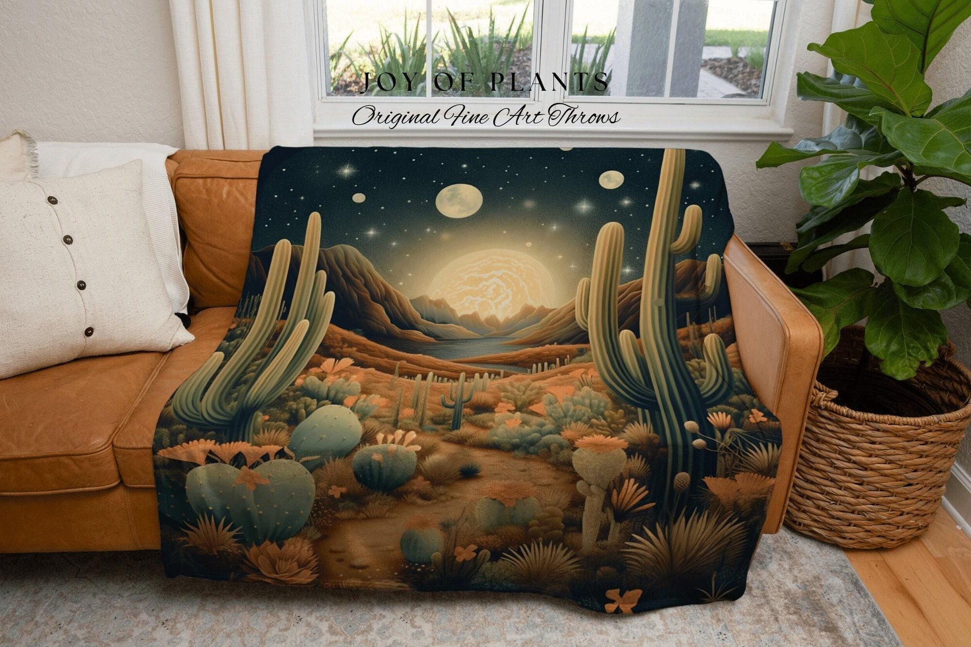 Southwestern Wall Art Woven Tapestry Wall Hanging | Desert Aesthetic Blanket Woven Tapestry | Desert Landscape Tapestry Whimsical Room Decor