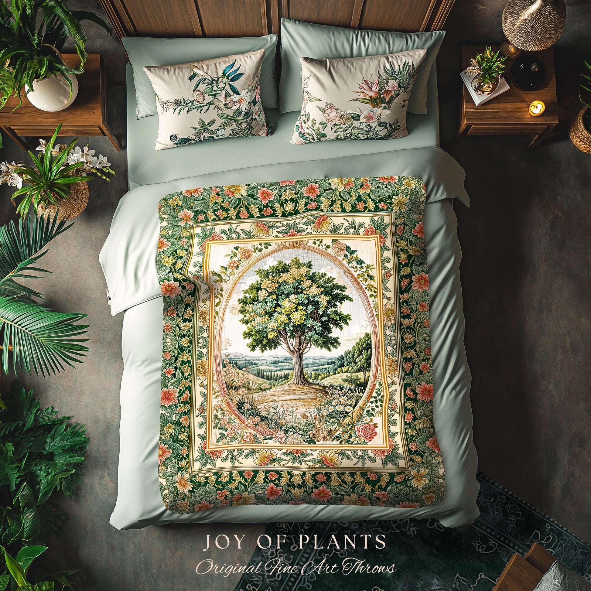 Chateau Garden Tree of Life Tapestry Blanket Jacquard Woven Coverlet