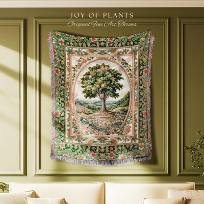 Chateau Garden Tree of Life Tapestry Blanket Jacquard Woven Coverlet
