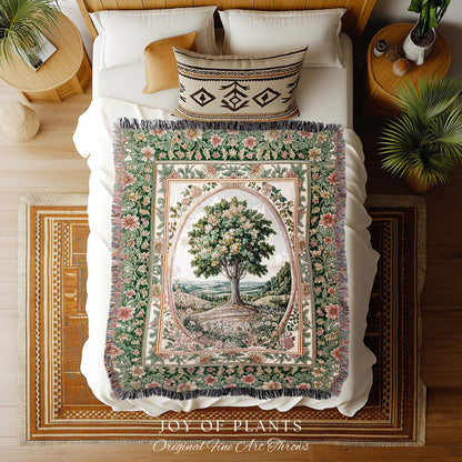 Chateau Garden Tree of Life Tapestry Blanket Jacquard Woven Coverlet
