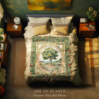 Chateau Garden Tree of Life Tapestry Blanket Jacquard Woven Coverlet