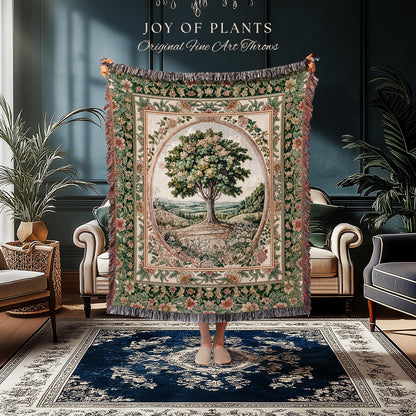 Chateau Garden Tree of Life Tapestry Blanket Jacquard Woven Coverlet