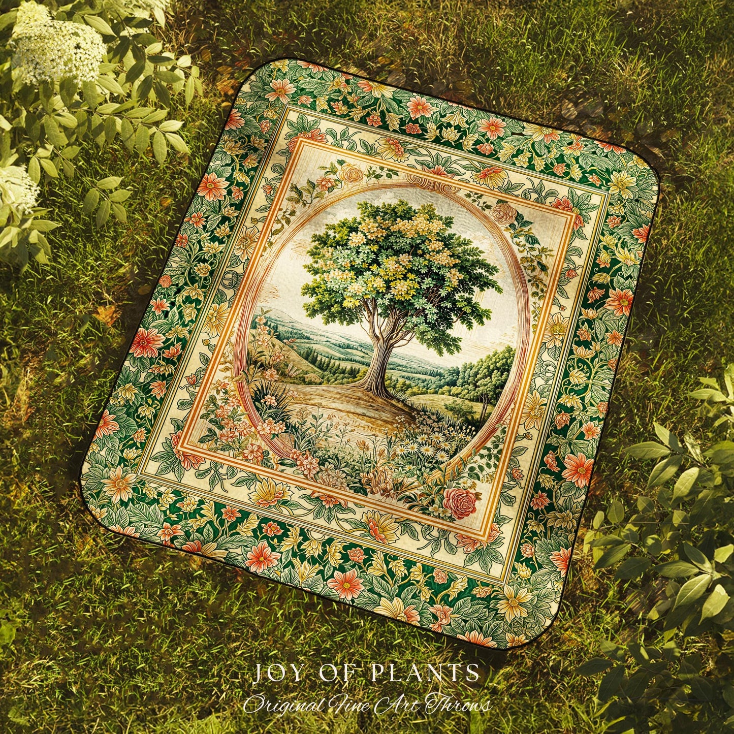Chateau Garden Tree of Life Tapestry Blanket Jacquard Woven Coverlet