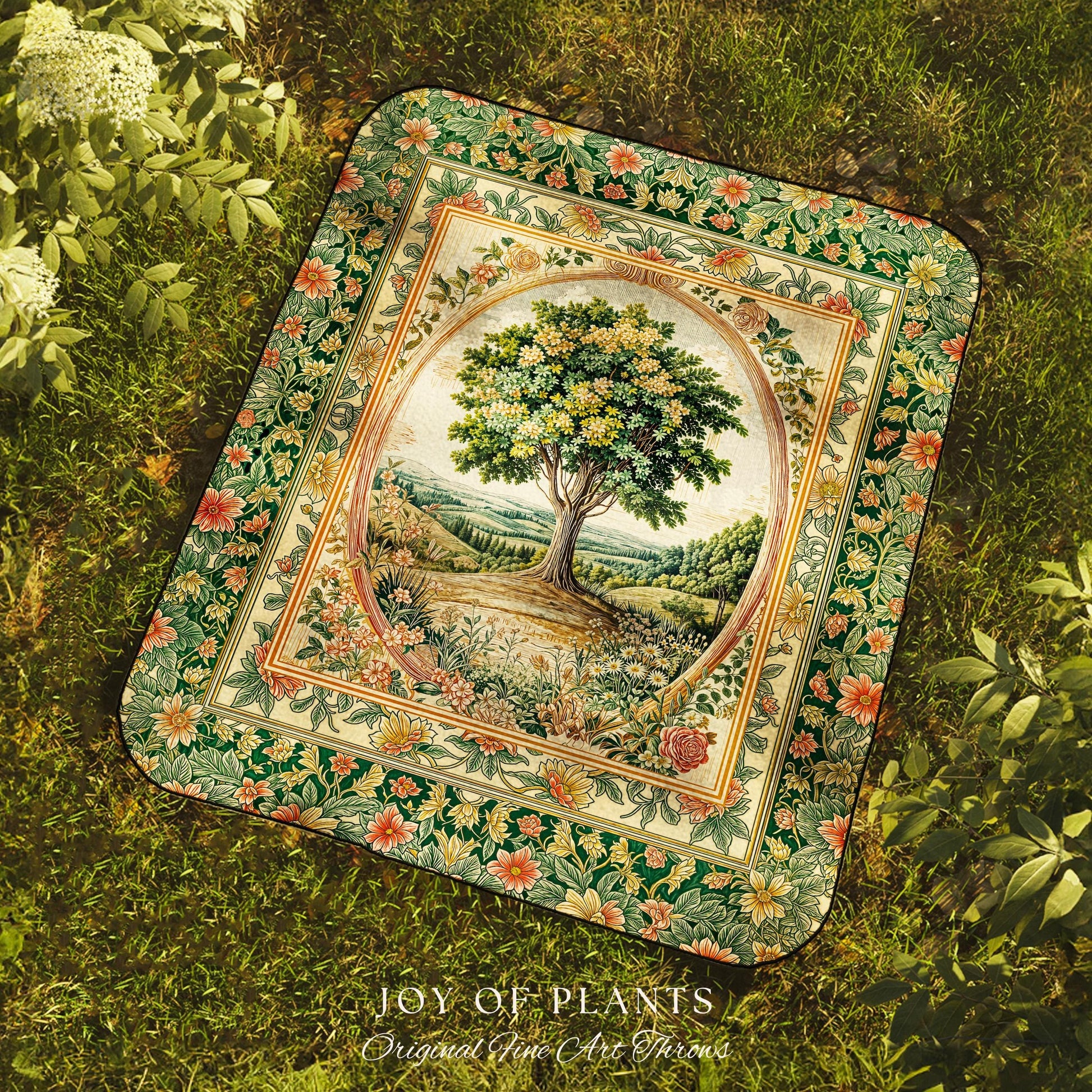 Chateau Garden Tree of Life Tapestry Blanket Jacquard Woven Coverlet