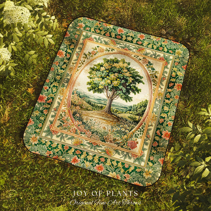 Chateau Garden Tree of Life Tapestry Blanket Jacquard Woven Coverlet