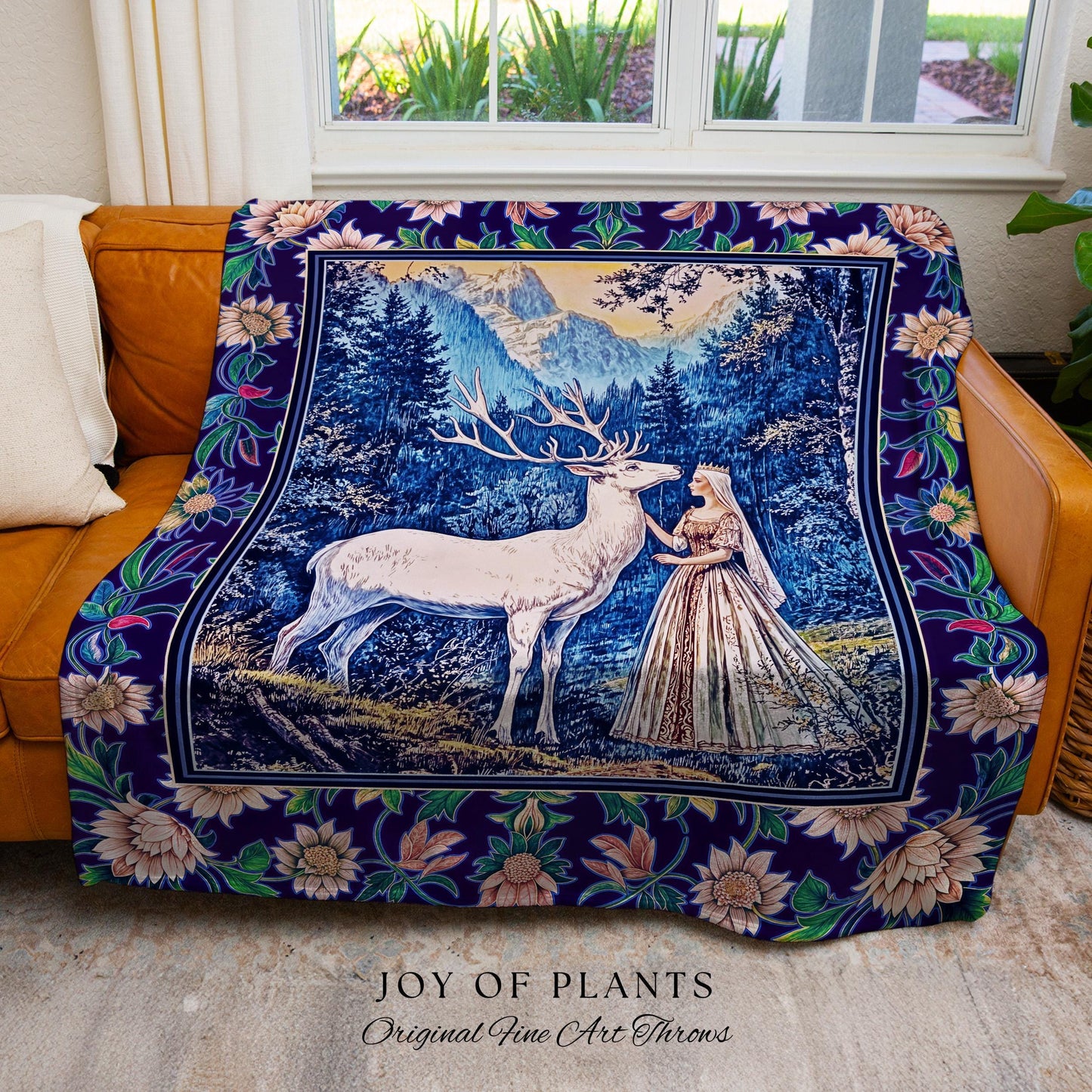 Woodland Renaissance Rustic Tapestry | Royal Elegance Woven Throw Blanket Storybook Fantasy Aesthetic Woven Wall Art Vintage Princesscore |