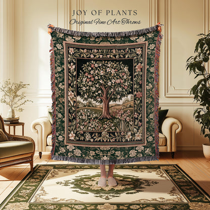 Botanical Tree of Life Accent Woven Throw Blanket Jacquard Tapestry