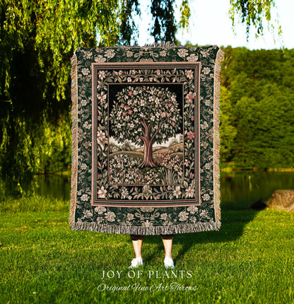Botanical Tree of Life Accent Woven Throw Blanket Jacquard Tapestry