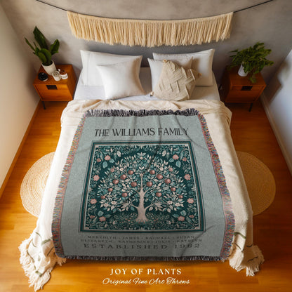 Nature Inspired Family Tree of Life Blanket Personalized Family Gift Idea Custom Meaningful Family Names Throw Beautiful Nature Decor Cozy