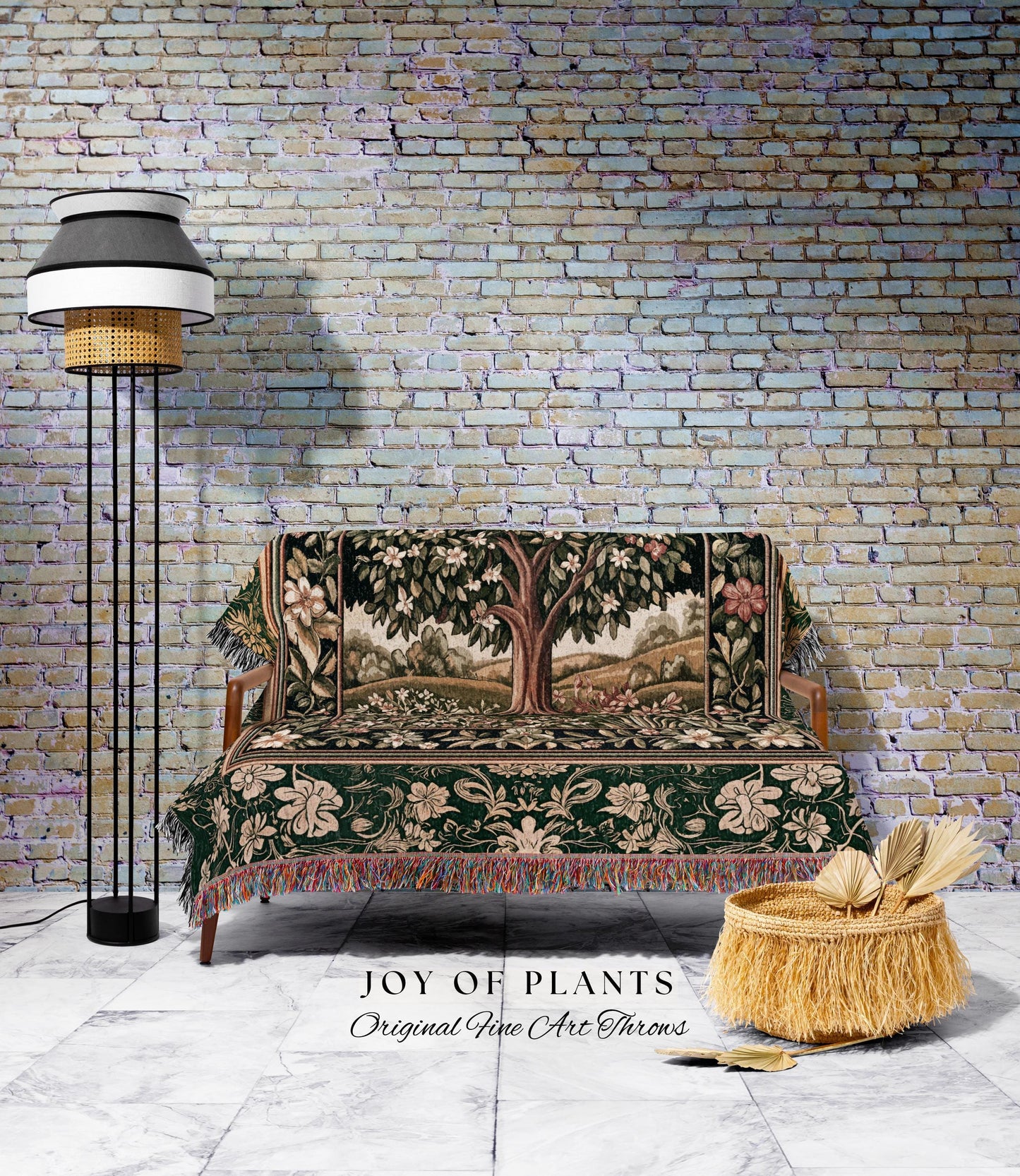 Botanical Tree of Life Accent Woven Throw Blanket Jacquard Tapestry