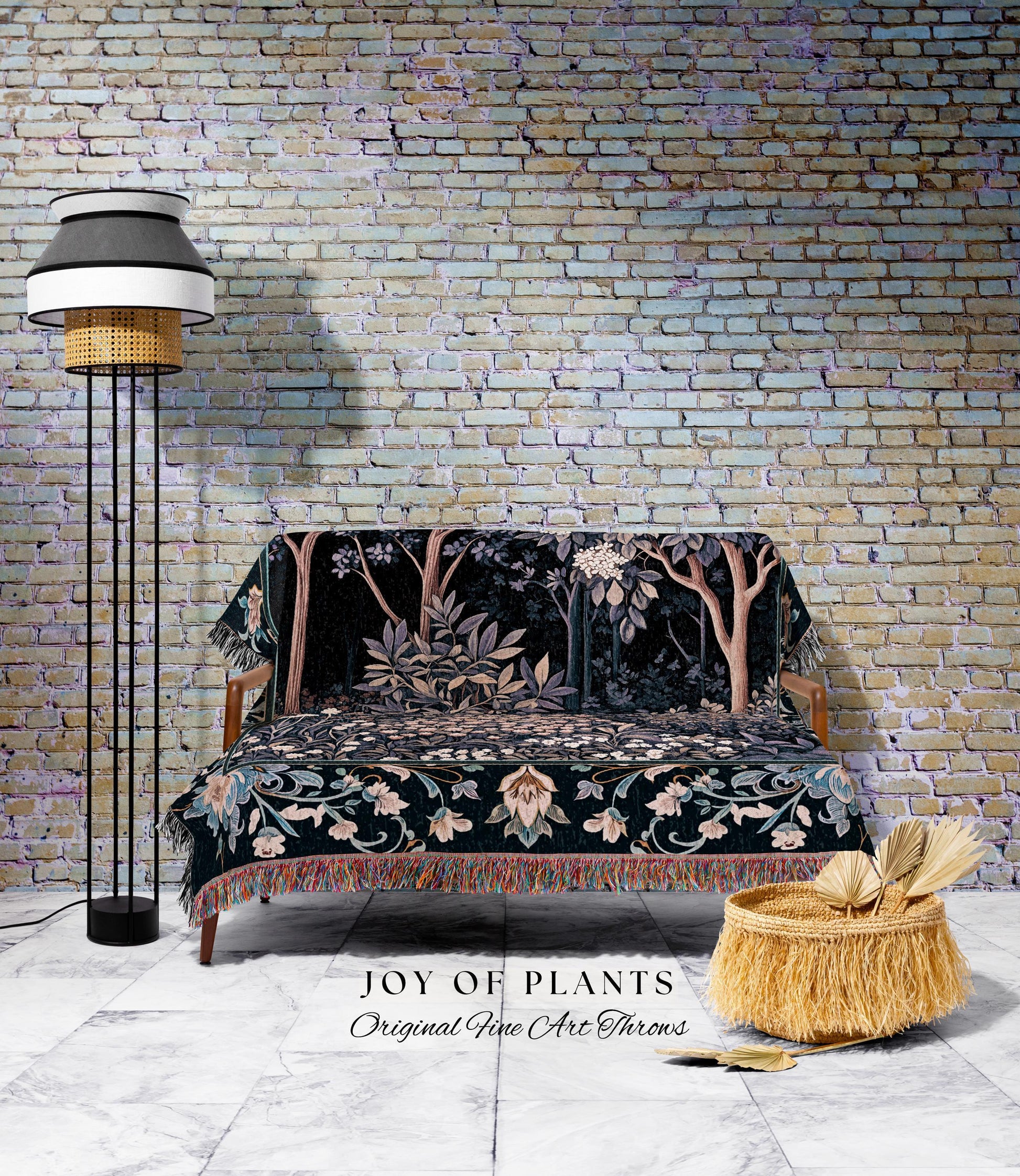 Fairycore Aesthetic Botanical Tapestry Throw Dark Academia Lavender Purple Nature Inspired Ethereal Woodland Wildflowers Enchanted Blanket
