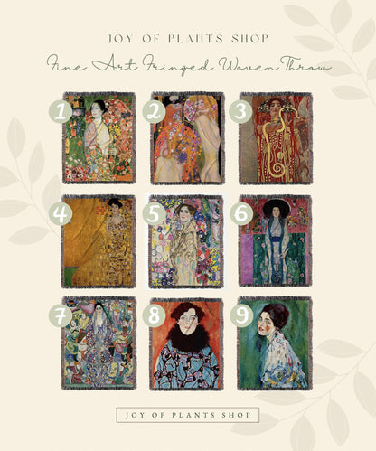 Klimt Tapestry | Gustav Klimt Print Woven Throw Blanket | 'Portrait of Friedericke Maria Beer' Painting Gustav Klimt Fabric Woven Blanket