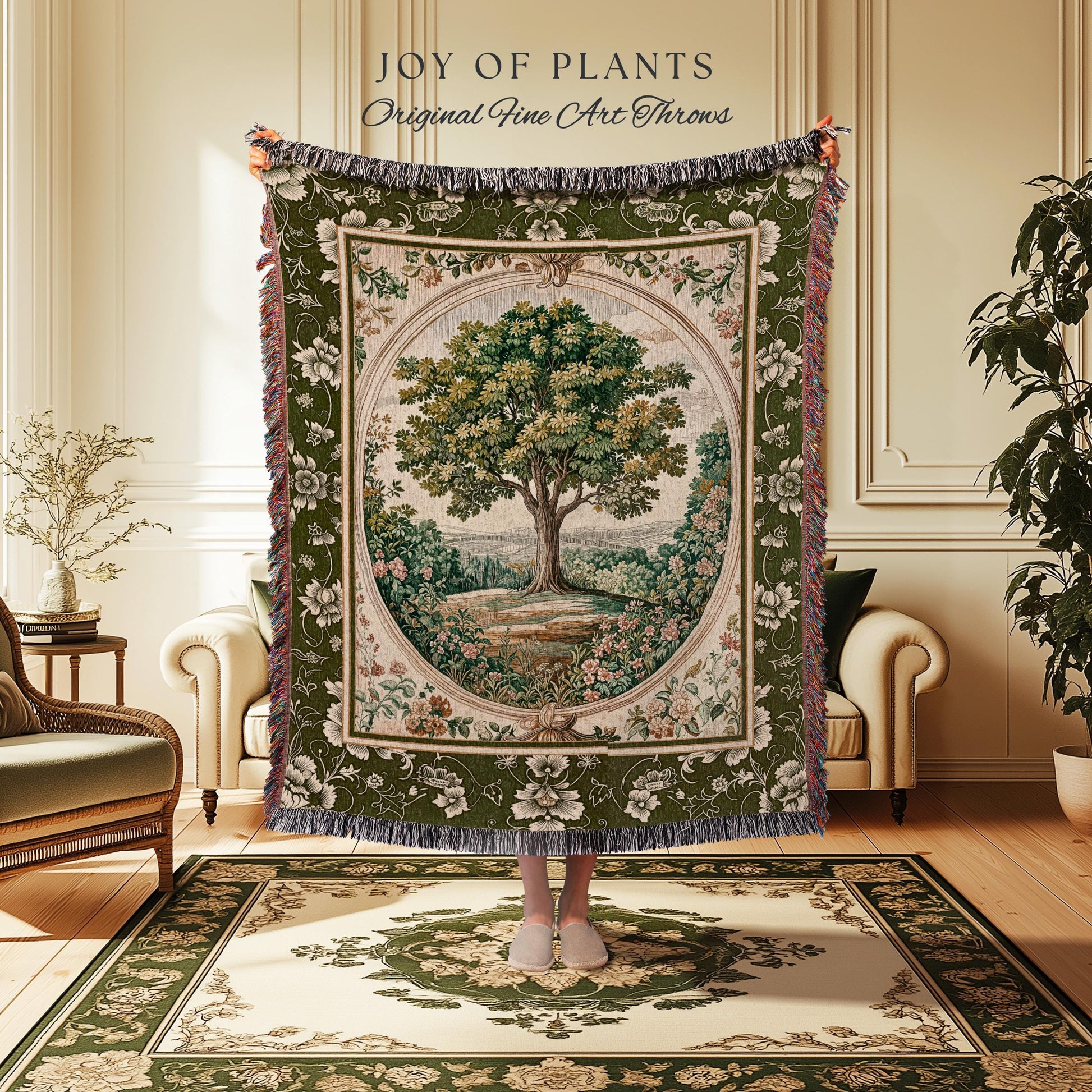 Victorian Soft Aesthetic Woven Throw Tree Blanket Jacquard Tapestry