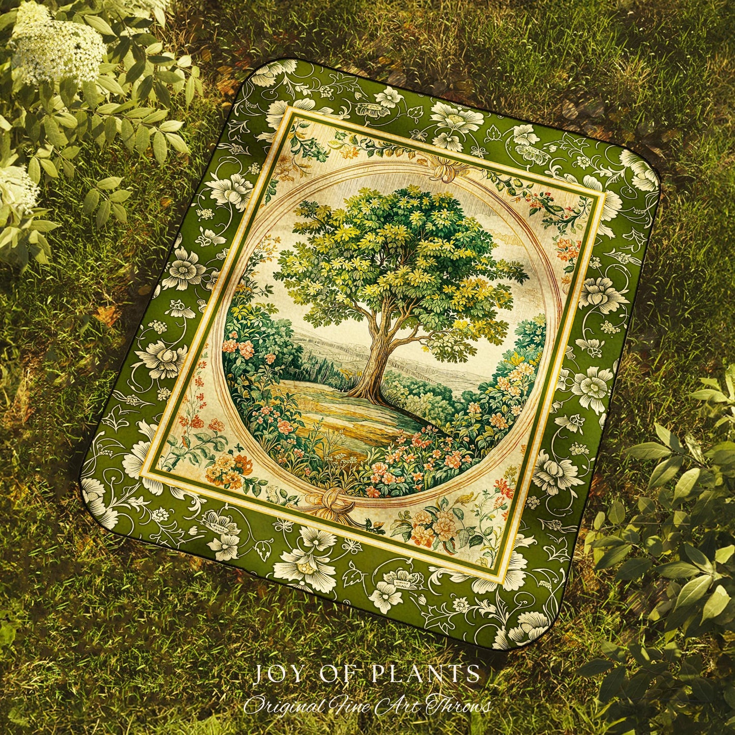 Victorian Soft Aesthetic Woven Throw Tree Blanket Jacquard Tapestry