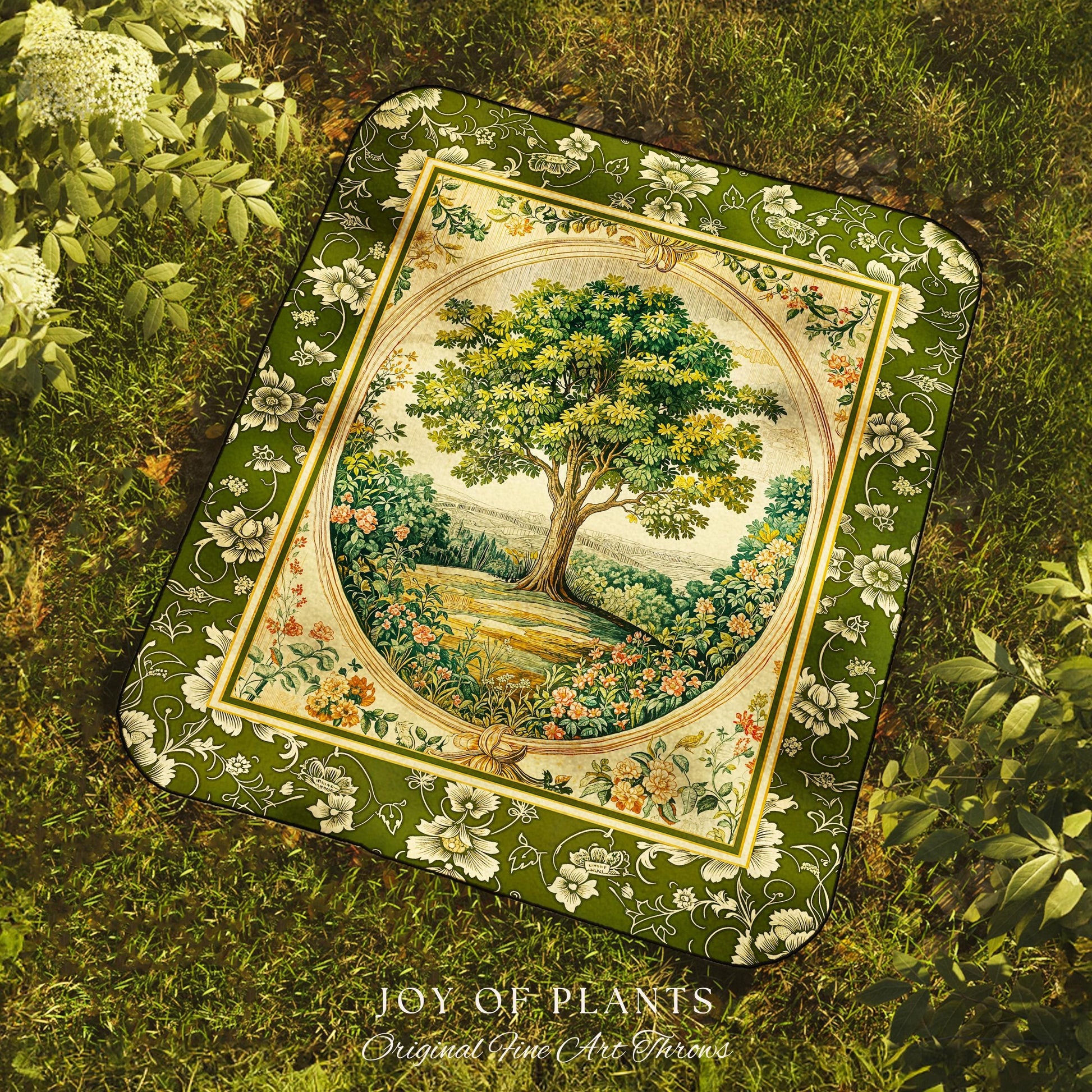 Victorian Soft Aesthetic Woven Throw Tree Blanket Jacquard Tapestry
